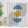 Abstract Neutral Leaves Simple Bathroom Shower Curtain Mid Century Sun Minimalist Modern Polyester Fabric Decor Bathroom Curtain