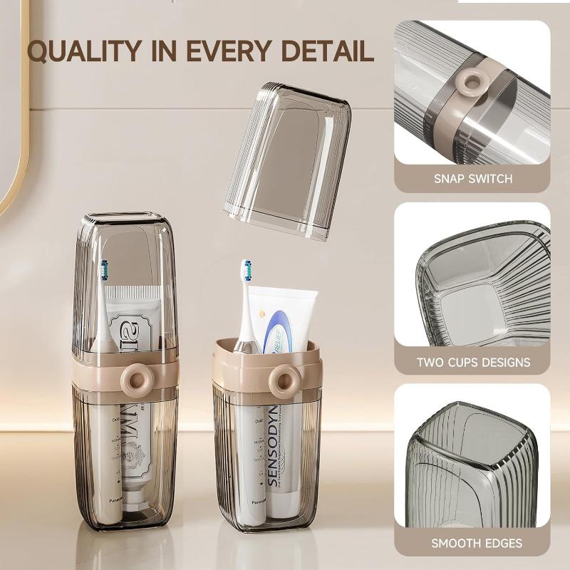 Дорожный футляр для зубных щеток 2 в 1, держатель зубных щеток и стакан для ополаскивания, вместительный стакан для зубных щеток с крышкой, переносной дорожный футляр для зубных щеток