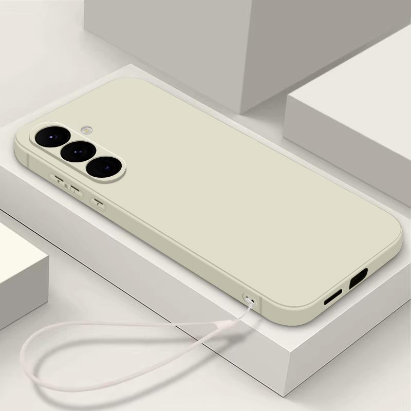 Модный чехол для телефона из жидкого силикона для Samsung Galaxy S26 Ultra S25 S24 S23 S22 FE Plus С ремешком Ударопрочный защитный чехол