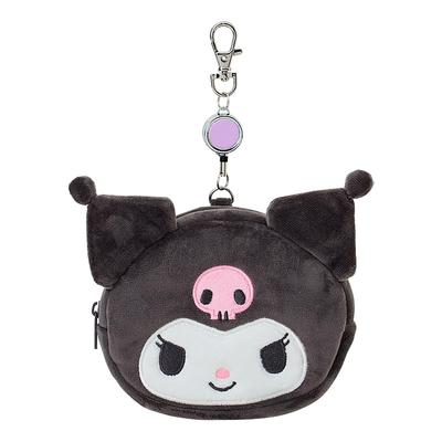 Кошелек-держатель для проездного Kuromi с отделением для мелочей, форма лица и кармашек, Хлопок, ПВХ, Сталь, Полиэстер, Вытяжной шнур, Хранение, 303305, 15+,