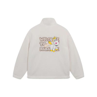 Li Ning X Pixar Collaboration Disney Toy Story Series Cartoon Pattern Вышитый свободный воротник-стойка Повседневная трикотажная куртка Пальто из шерпы AFDSC58-2