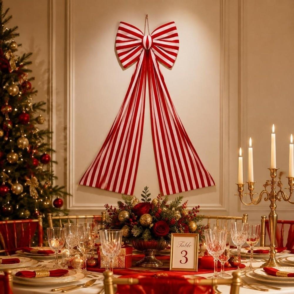 Elegant Christmas Tree Topper Bow Stripe Christmas Wreaths Bow  Store Window