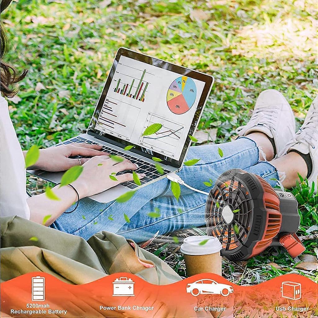 Portable Camping Fans Lantern for Tents, Tent Fan Rechargeable with Remote Control, Quiet and Powerful Personal USB Desk Fan for Outdoor Cam
