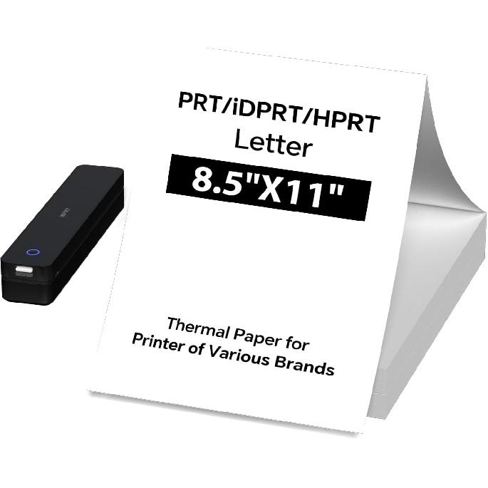 MT610 M08F Thermal Paper 8.5 x 11 for M08F-Letter, M832, M834, A285M, A80, A81, PR20, A40 & Most Letter Thermal Portable Printers, HPRT iDPRT PRT