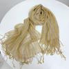 Japanese Pure Linen Yellow Stripes Fresh Literary And Artistic Fan Women Fringed Scarf Shawl Dual-Purpose Match
