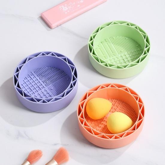 Silicone Makeup Brush Cleaner Bowl 4 Textures Multifunctional Cosmetic Brush Powder Puff Sponge Cleaning Washing Tool Drying Holder