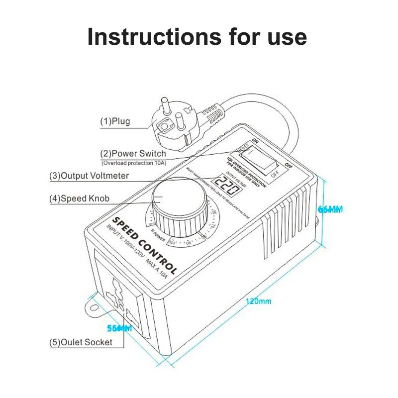 Electronic Voltage Regulator 110V or 220V AC Motor Speed Controller LED Temperature and Light Regulation US EUR UK AUS Plug