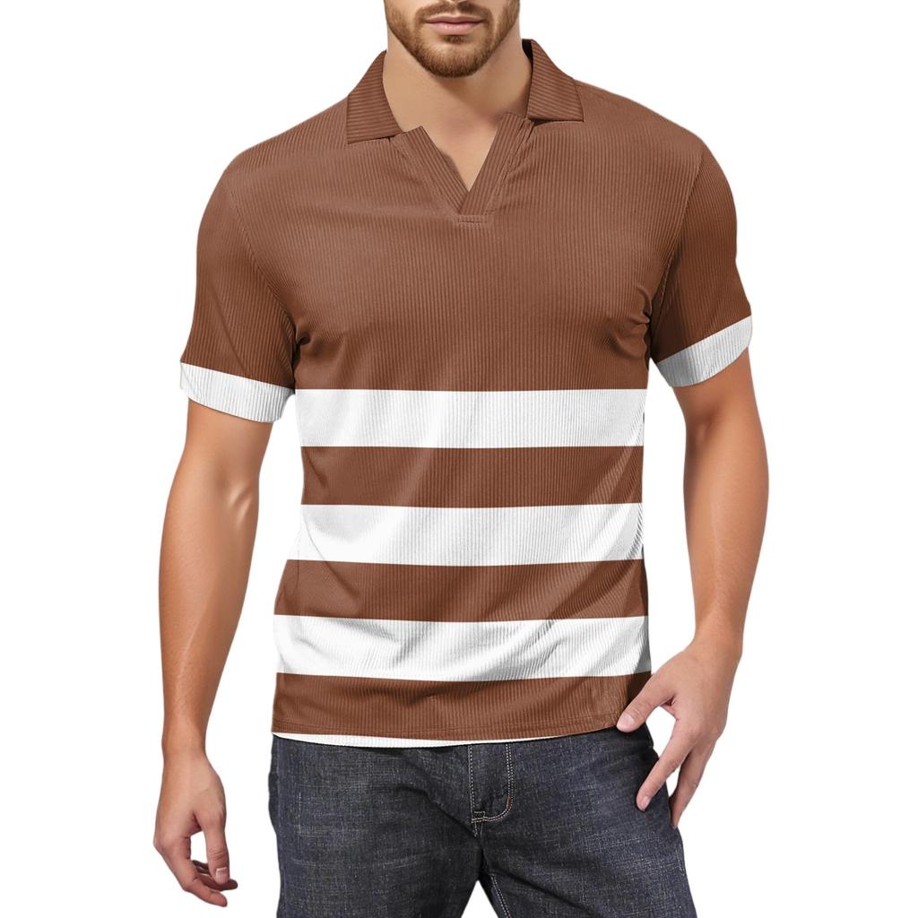 Мужская модная футболка для гольфа с коротким рукавом и V-образным вырезом