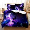 Purple Duvet Cover Set 3D Polyester Comforter Cover Lavender Butterfly Romantic Theme King Queen Size For Kids Girls Women Boys