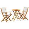 VidaXL Ensemble de bistro 3 pcs blanc crème tissu et bois massif, ensemble de bistro de jardin, ensemble de balcon, ensemble 3281796
