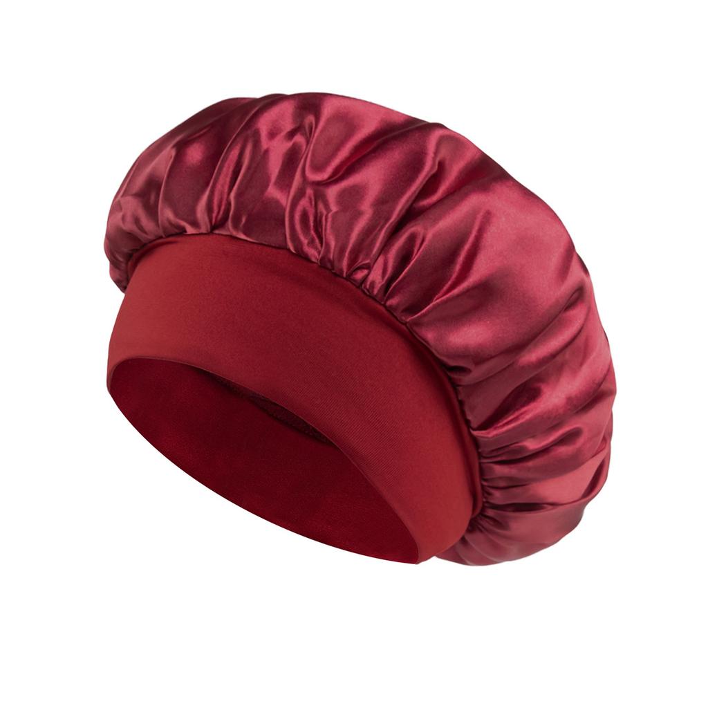 Satin Bonnet Hair Bonnet for Sleeping Silk Bonnets Women Solid Solid Wide-brimmed Sleeping Hat with Elastic Soft Band Hair Care