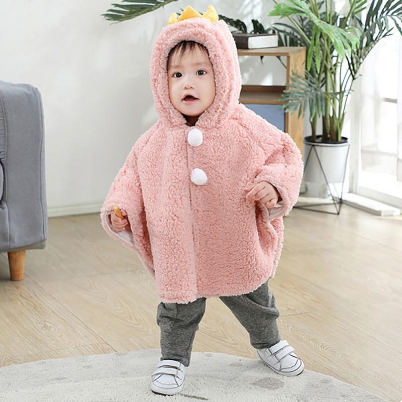 Kids Cape Baby Boys and Girls Hooded Cloak Solid Color Warm Children's Shawl Coat