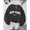 Womens Vintage Letter Print Oversized Crewneck Sweatshirt Mid-Length Casual Long Sleeve Top Fall Winter