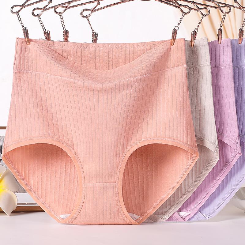 Большие размеры женские хлопковые трусики с высокой талией для мам на год жизни красные