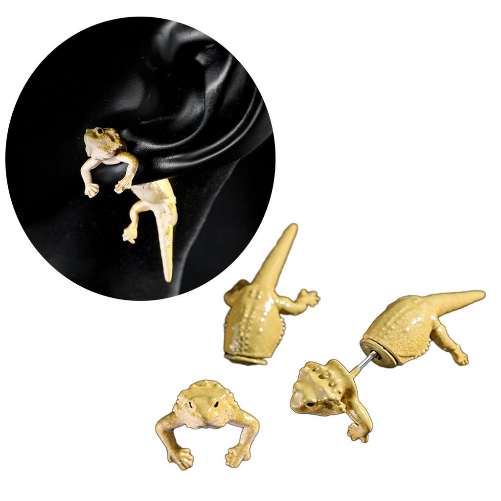Stylish 3D Lizard Earrings Punk Rock Ear Studs Versatile Animal Themed Accessory Jewelry for Fashion Enthusiasts