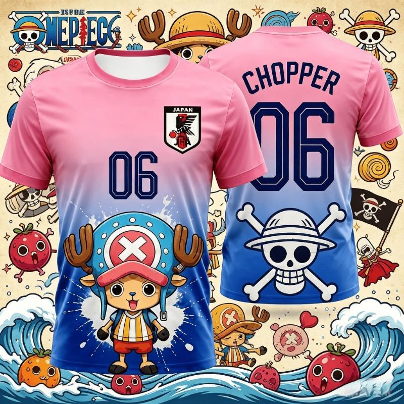 2026 Графическая футболка One Piece Японское аниме Футбольные майки Спорт Мужская футболка Детская одежда Футболка Женская