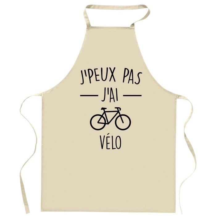 Tablier de cuisine - Planetee - Motif vélo «J'peux pas» - Coton résistant - Impression France