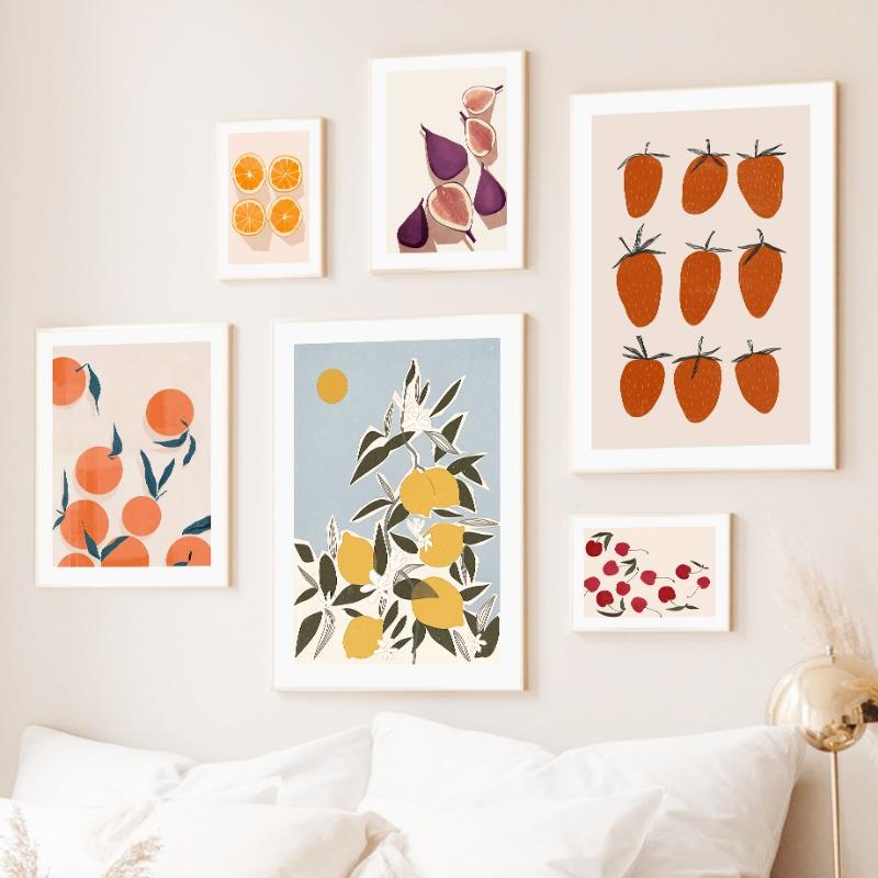 Лимон Клубника Вишня Апельсин Настенное Искусство Холст Картина Декор Интерьера Дома Постер Спальня Фруктовый Рынок Гостиная Магазин Картинка