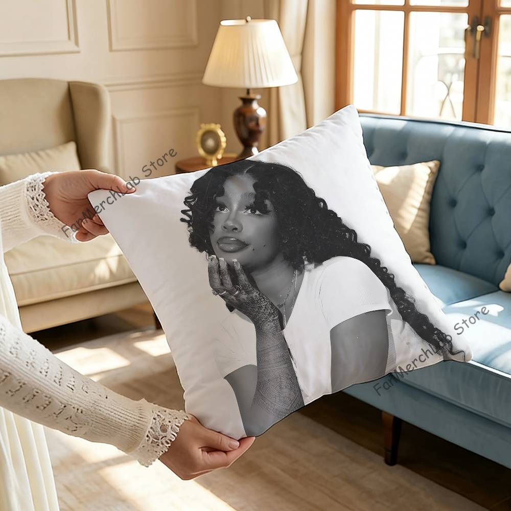 Singer SSZA Pillow Case Plush Fabric Soft Pillowcase Double Sided Print Sofa Cushion Cover Throw