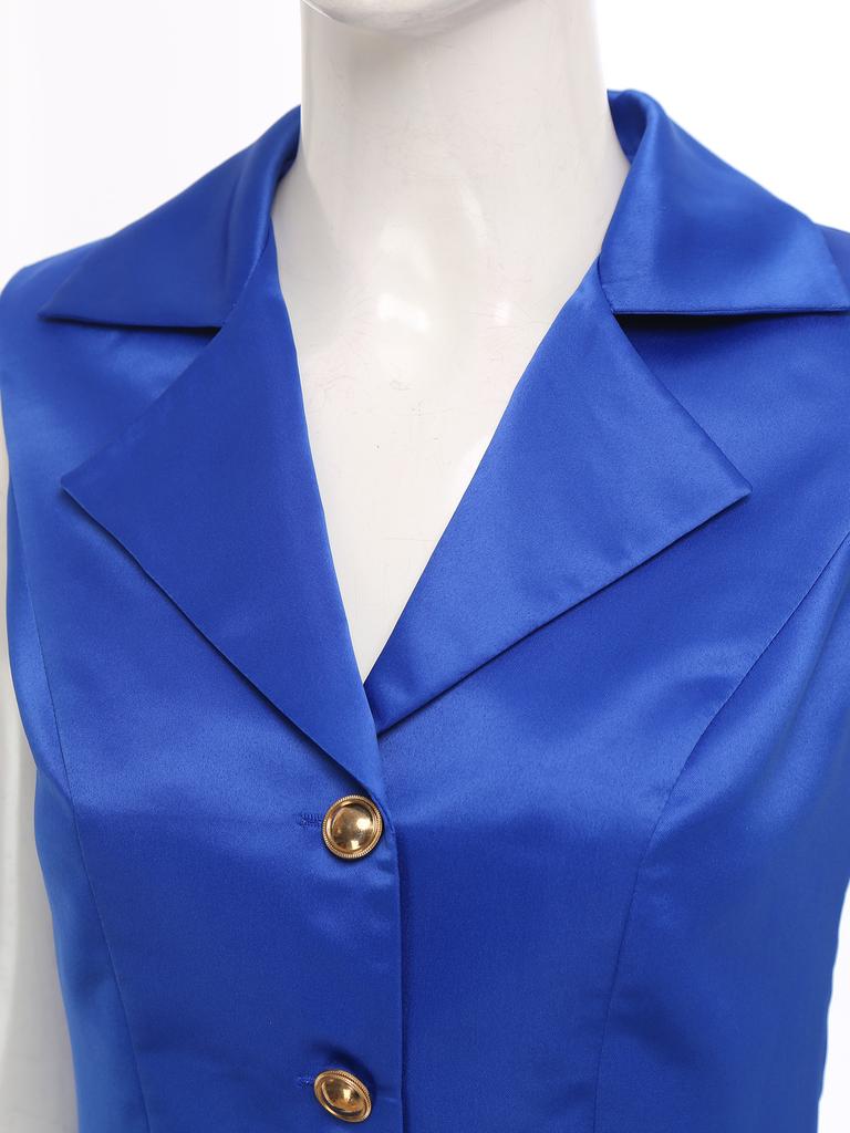 Женский жилет в викторианском стиле с отложным воротником, без рукавов, на пуговицах спереди, с асимметричным низом с оборками, куртка-топ