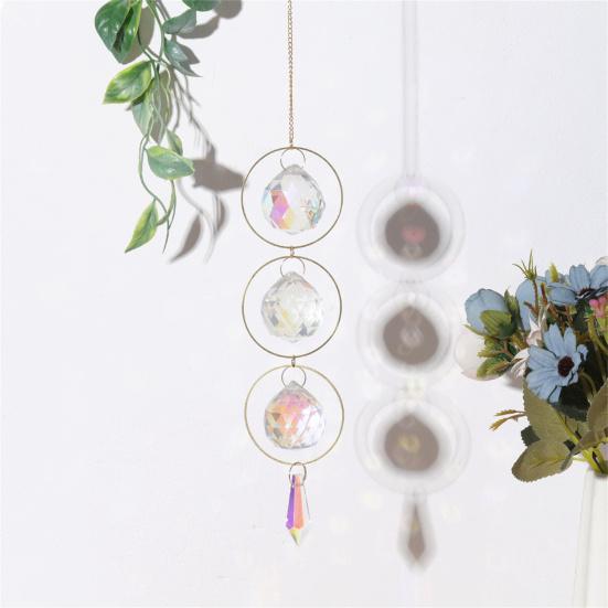 Hanging Ornament Shatterproof Eye-catching Metallic Faux Crystal Moon Star Sun-catcher Ornament Wind Chimes