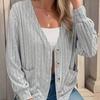 GMXIA Осень-зима женский однотонный кардиган с V-образным вырезом и пуговицами, свободный, с длинными рукавами, женский