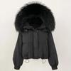 OFTBUY Winter Thickened Warm Down Jacket Women 90% White Duck Down Down Jacket with Detachable Natural Fox Fur Collar