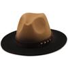 Simple Women Men Wool Vintage Trilby Felt Fedora Hat With Wide Brim Gentleman Elegant Gradient Color For Lady Winter Jazz Caps