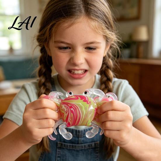 Stress Relief Squeeze Toy Crab Slow-Rising TPR Fidget for Safe Play Kids Cute Transparent Claws Portable Decompression Gadget Adults Slow Rebound