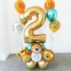 Jungle Safari Birthday Party Animal 30inch Number Foil Balloon Set Jungle Theme Kids 1 2 3 4 5 6 Year Old Birthday Party Decor