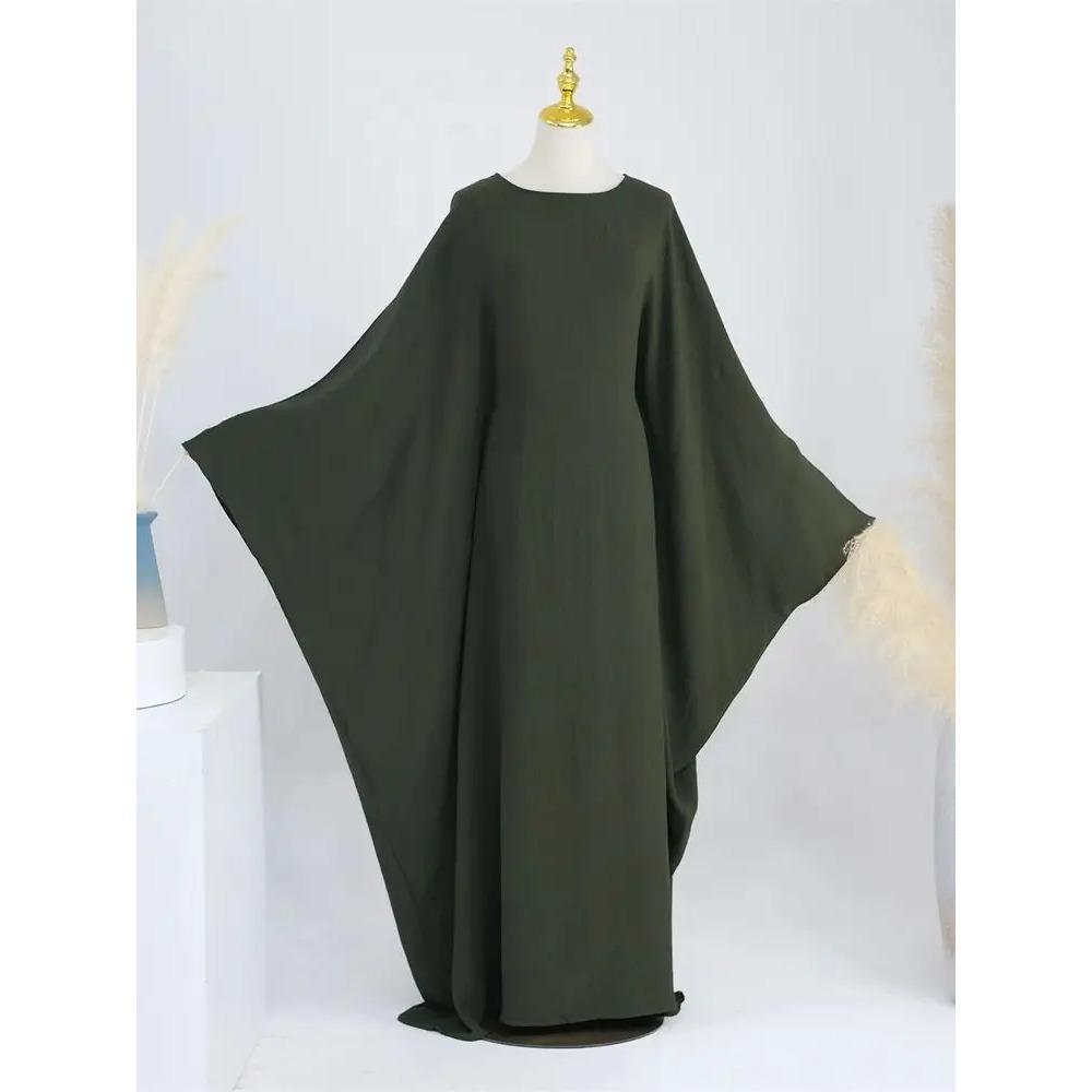 Ramadan Eid Soft Crepe Khimar Batwing Abaya Dubai Islam Muslim Modest African Dresses for Women Kaftan Kebaya Robe Femme Musulma