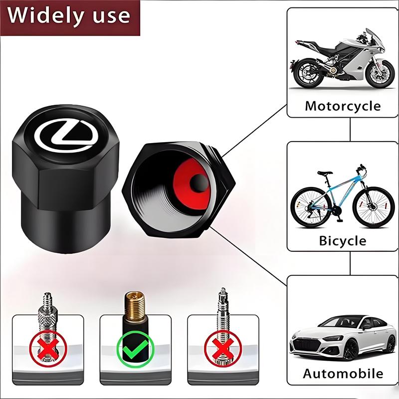 4Pcs Car Tire Valve Cap Emblem Metal Cap Case Accessories For Lexus Fsport GS GX IS LS LX CT LC RC LBX NX RX 350h 450h UX 300e AFR1