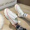 Spring New Canvas Shoes Female Hong Kong Style Fashion Small White Shoes Students Thick Bottom Canvas Shoes Sneakers Casual Ins Single Shoes