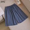 Women Summer Elastic Waist Wide Leg Pants Drawstring Shorts Beach Shorts Loose Casual Solid Color