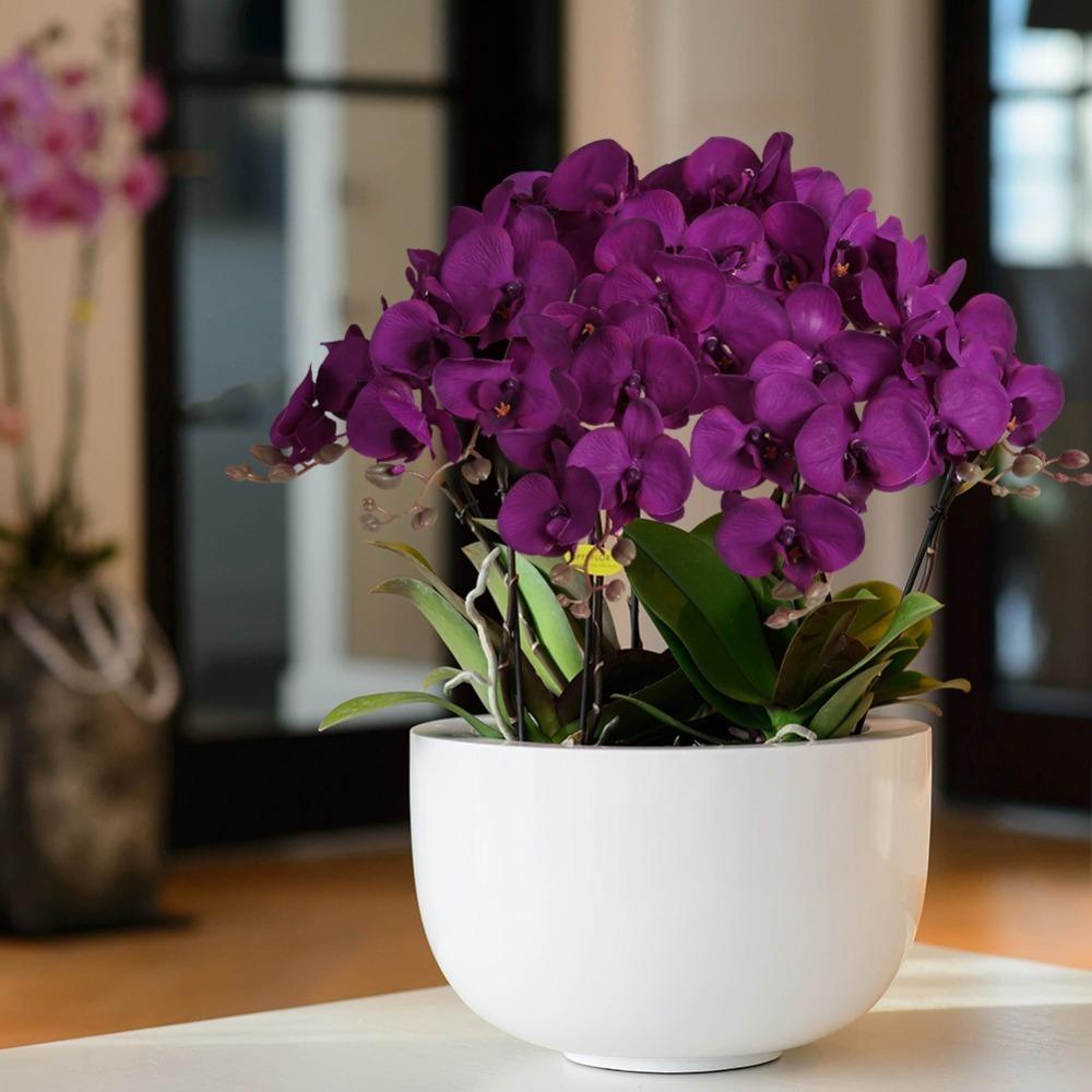 6 PCS Real Look Long Stem Artificial Flowers Faux Orchid Velvet Orchids 97cm Orchids Artificial Flowers for Tall Vase for Home Wedding Decoration