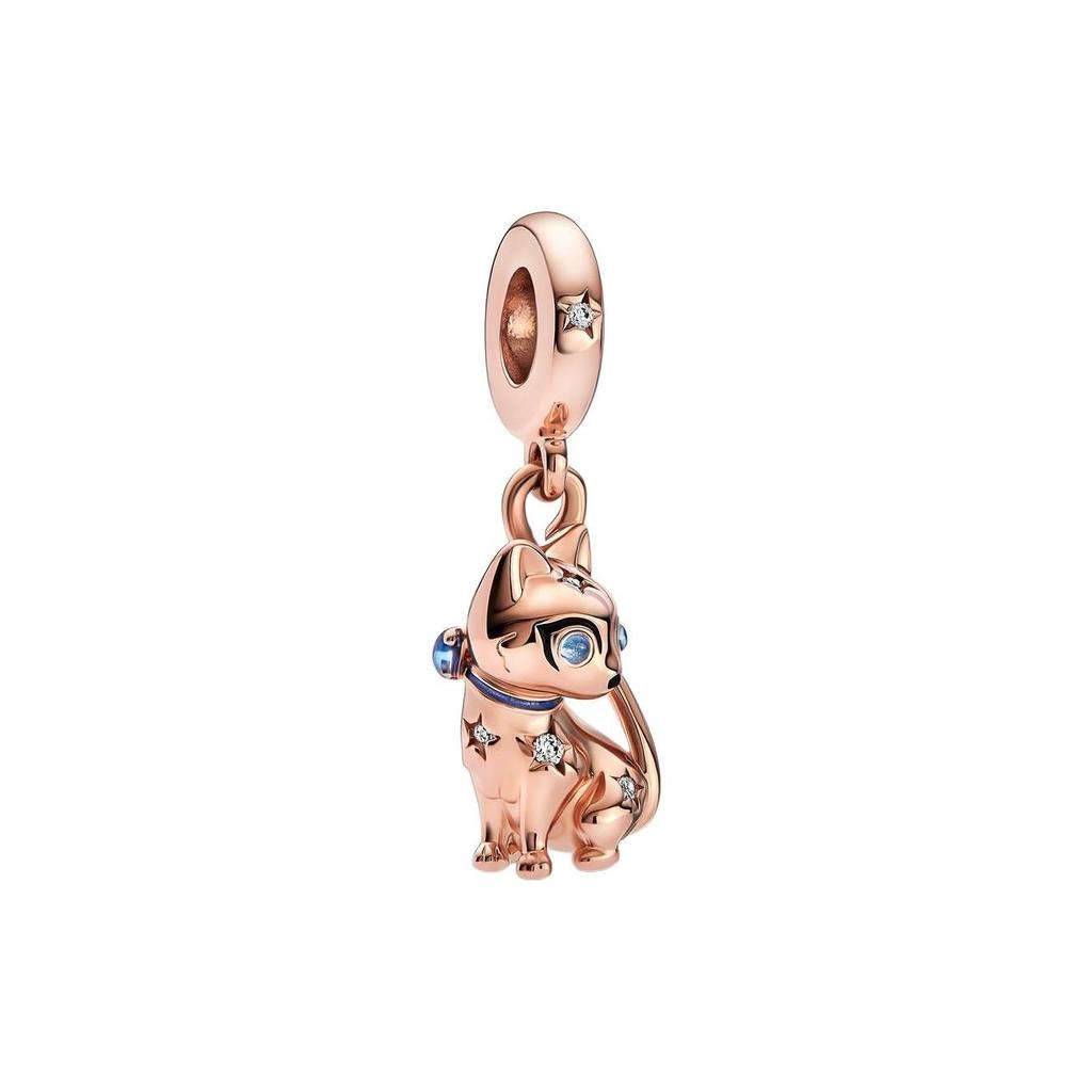 Pandora Светящийся кулон для домашнего питомца Кошка 3D кулон Сидящая кошка Женский кулон Розовое золото 782259C01