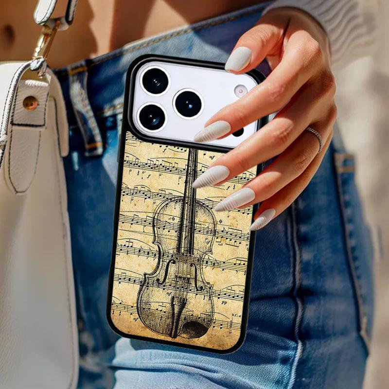 Музыкальные ноты Скрипка Классический мягкий Чехол для телефона Для iPhone 17 Air 14 15 13 12 Max Чехол Для Apple 16e 11 Pro Max Plus Coque