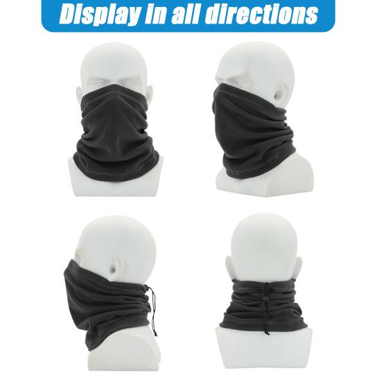 2Pcs/Set Winter Hat Scarf Set Solid Color Polar Fleece Thickened Riding Hat Adjustable Drawstring Neckerchief Set