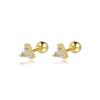 925 Sterling Silver Cartilage Stud Women's Earrings Zircon Flower Ear Lobe Tragus Helix Lip Rings Jewelry