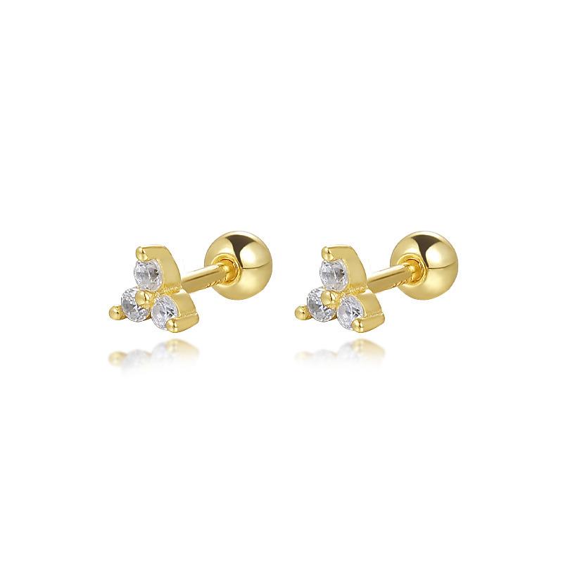 925 Sterling Silver Cartilage Stud Women's Earrings Zircon Flower Ear Lobe Tragus Helix Lip Rings Jewelry