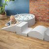 KiddyMoon Foam Playground for Kids with Round Ballpit (300 Balls Balls 7cm/2.75in), Lightgrey:pearl/grey/transp/bblue/mint