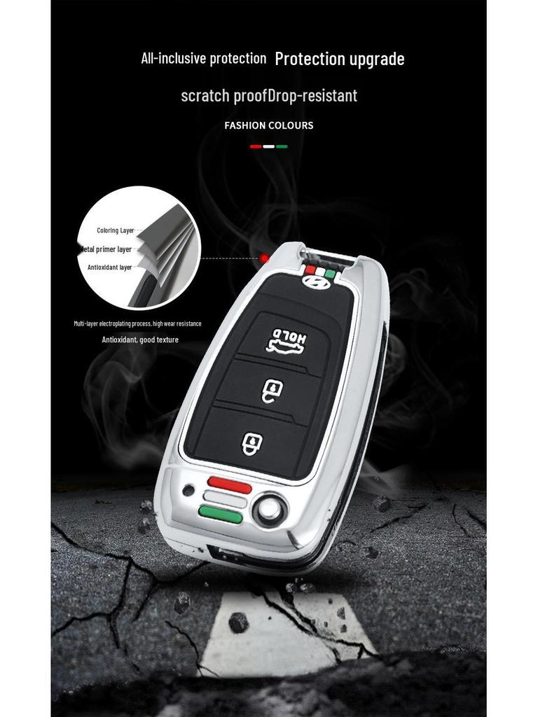 High-End Key Case for 21 Hyundai Models: Fits 2020 Elantra, Reina, Ix35 – Unisex Car Key Shell with Buckle