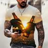 Fashionable and Lnteresting Beer Pictures For Men's T-Shirts Trend Digital Printing Casual Round Neck Short Sleeved Tops