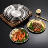 Stainless Steel Circular Barbecue Plate Bone Spitting Dish Korean Style Silver Shallow Dining Disc Round Plate Tableware