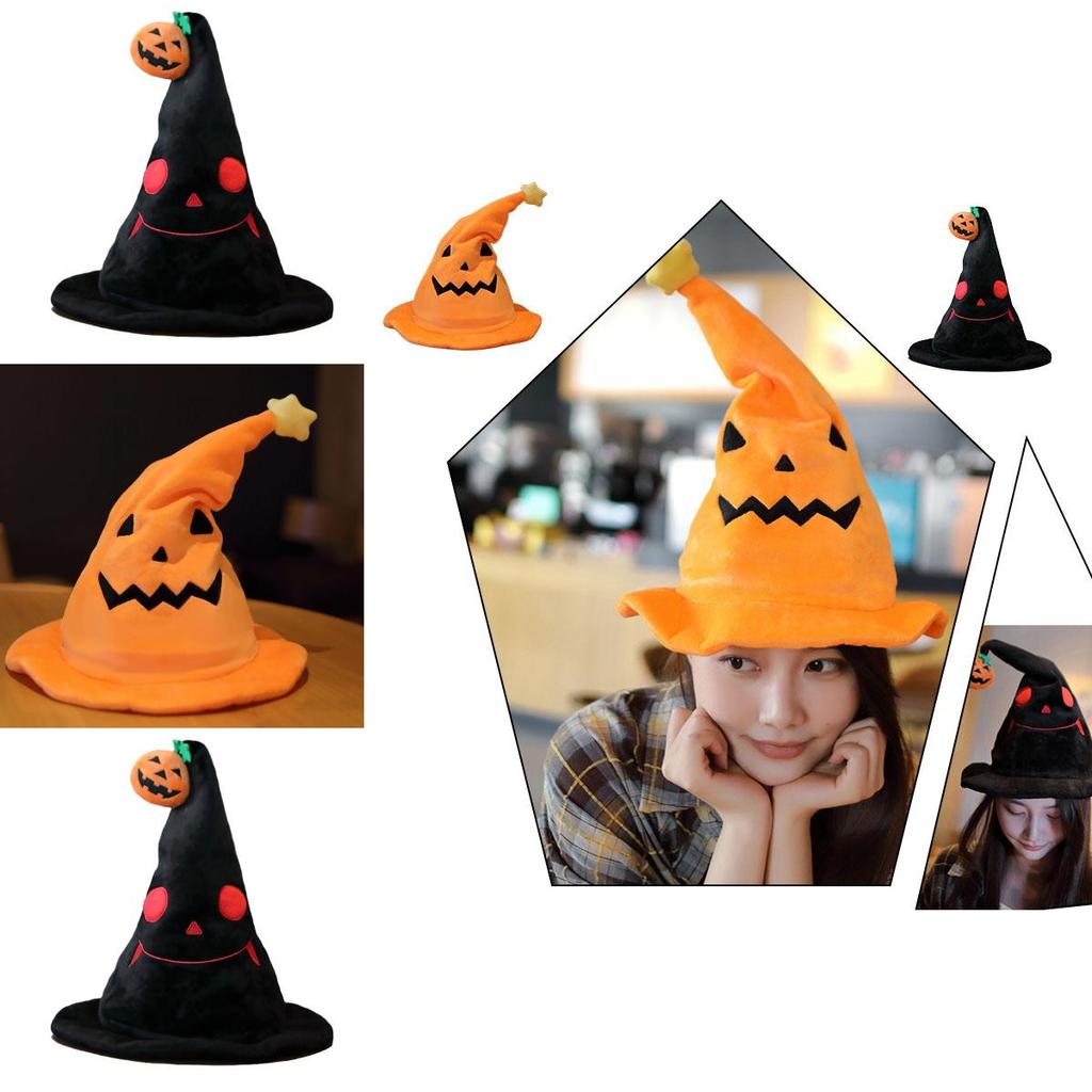 Хэллоуин Электрическая Тыква Шляпа Эльфа Фестиваль Привидений Вечеринка Костюм Плюшевая Игрушка Желтый 30*30*40см Черный 30*30*40см