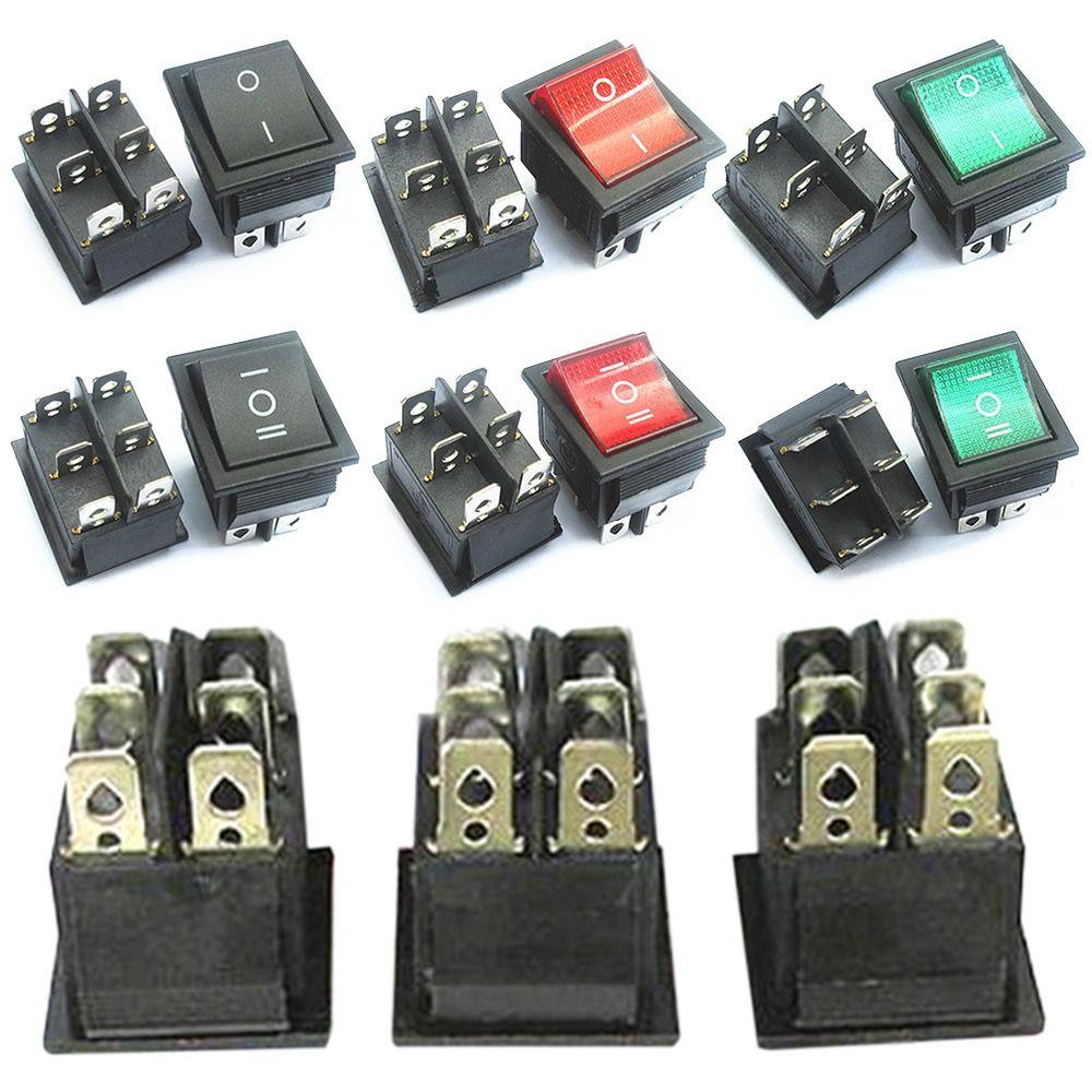 6-Pin 3rd Gear 16A 250V with Light Switches Rocker Power Switch Self-locking/Latching