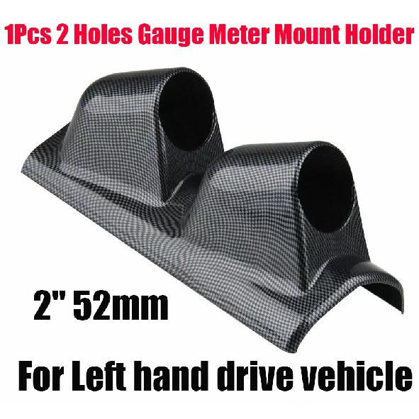 2" 52mm Left Driver A Pillar Dual 2 Hole Gauge Holder Pod Universal Carbon Fiber