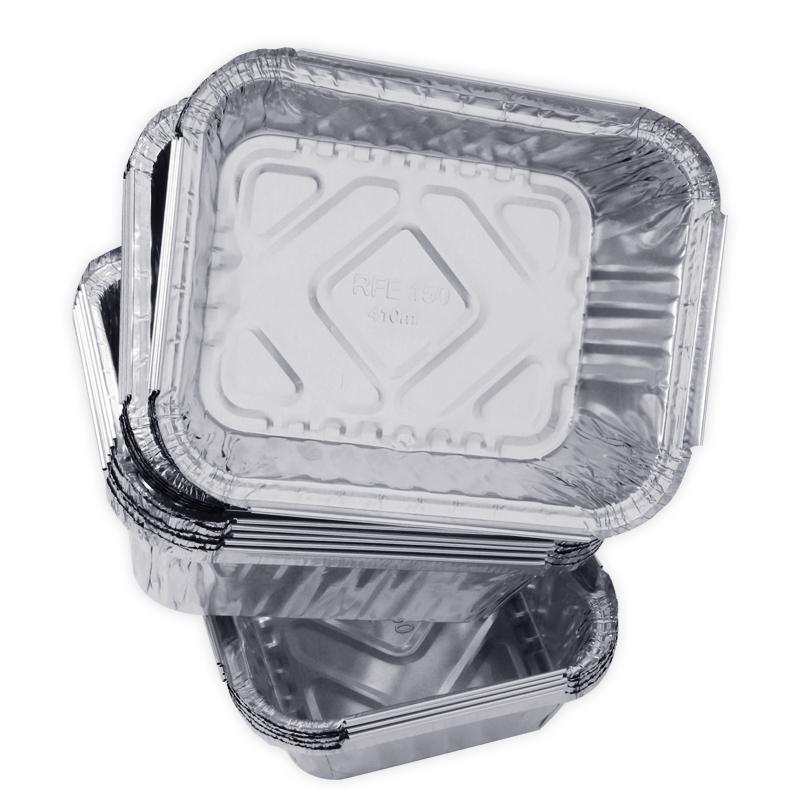 Jinghuisichuang Aluminum Foil Tray [Thickened 410ml Rectangular], Disposable Camping Picnic Foil Plate for Outdoor Cooking, Pack of 20