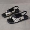 Plus Size Flat Sandals Women 2024 New Set Toe Square Head Casual Roman Sandals