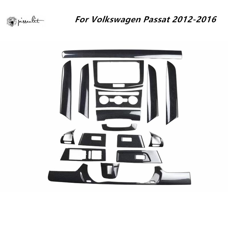 For Volkswagen Passat 2012-2016 Car Accessories ABS Carbon Fiber Style Interior Decoration Center Console Windows Control Panel